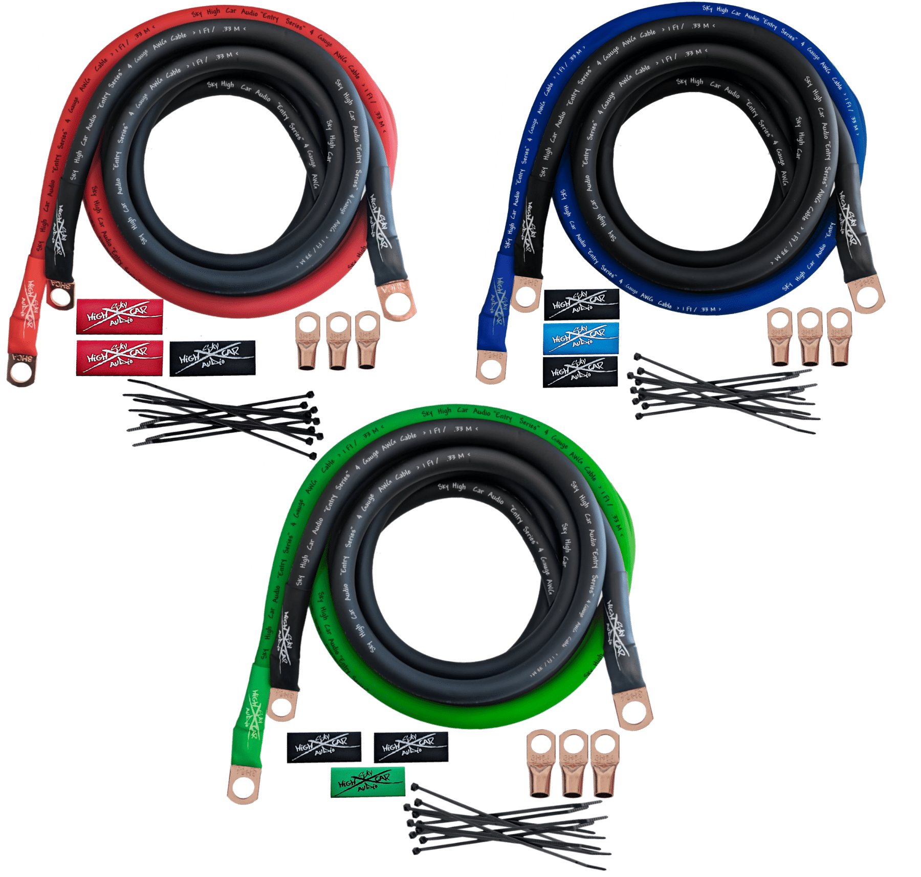 Sky High Car Audio E-Series 4 Gauge CCA Big 3 Upgrade Kit