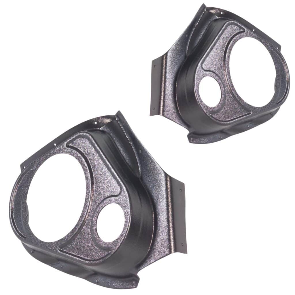 Front Door Custom Speaker Pods for the 2002-2005 Dodge Ram to hold 8.0 in and 3.5 in speakers for car audio installation upgrade