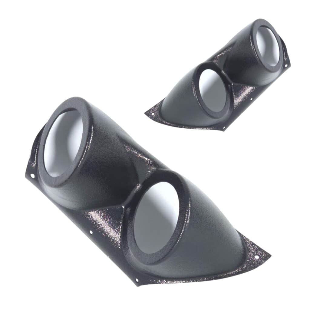 A-Pillar Custom Speaker Pods for the 2007-2009 Cadillac Escalade Chevrolet Avalanche Tahoe Silverado Suburban GMC Yukon Sierra to hold Dual 3.5 in speakers for car audio installation upgrade