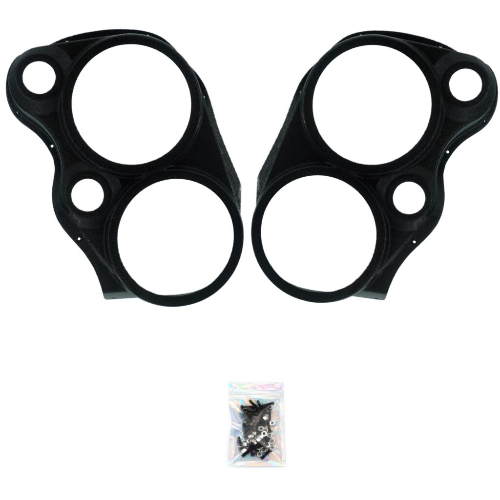 Front Door Custom Speaker Pods for the 2007-2009 Cadillac Escalade Chevrolet Avalanche Tahoe Silverado Suburban GMC Yukon Sierra to hold Dual 8.0 in and Dual 2.0 in speakers for car audio installation upgrade