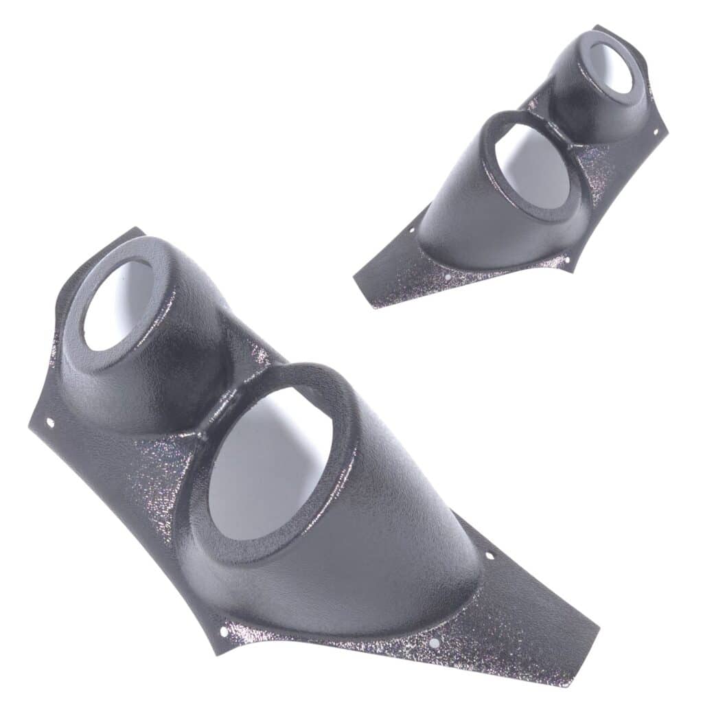 A-Pillar Custom Speaker Pods for the 2015-2020 Ford F-150 F-250F-350 to hold 3.5 in and 2.0 in speakers for car audio installation upgrade