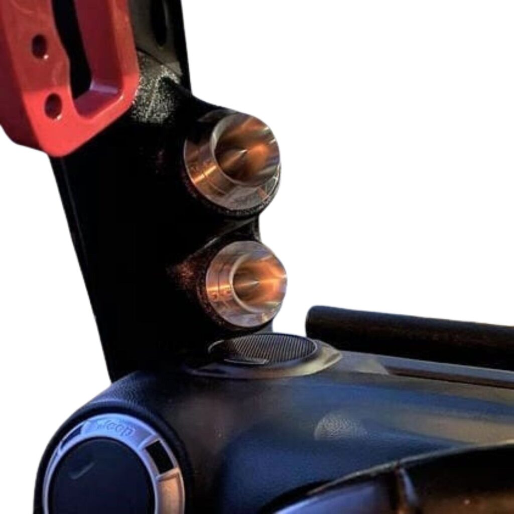 A-Pillar Custom Speaker Pods for the 2007-2010 Jeep Wrangler to hold Dual 2.0 in speakers for car audio installation upgrade
