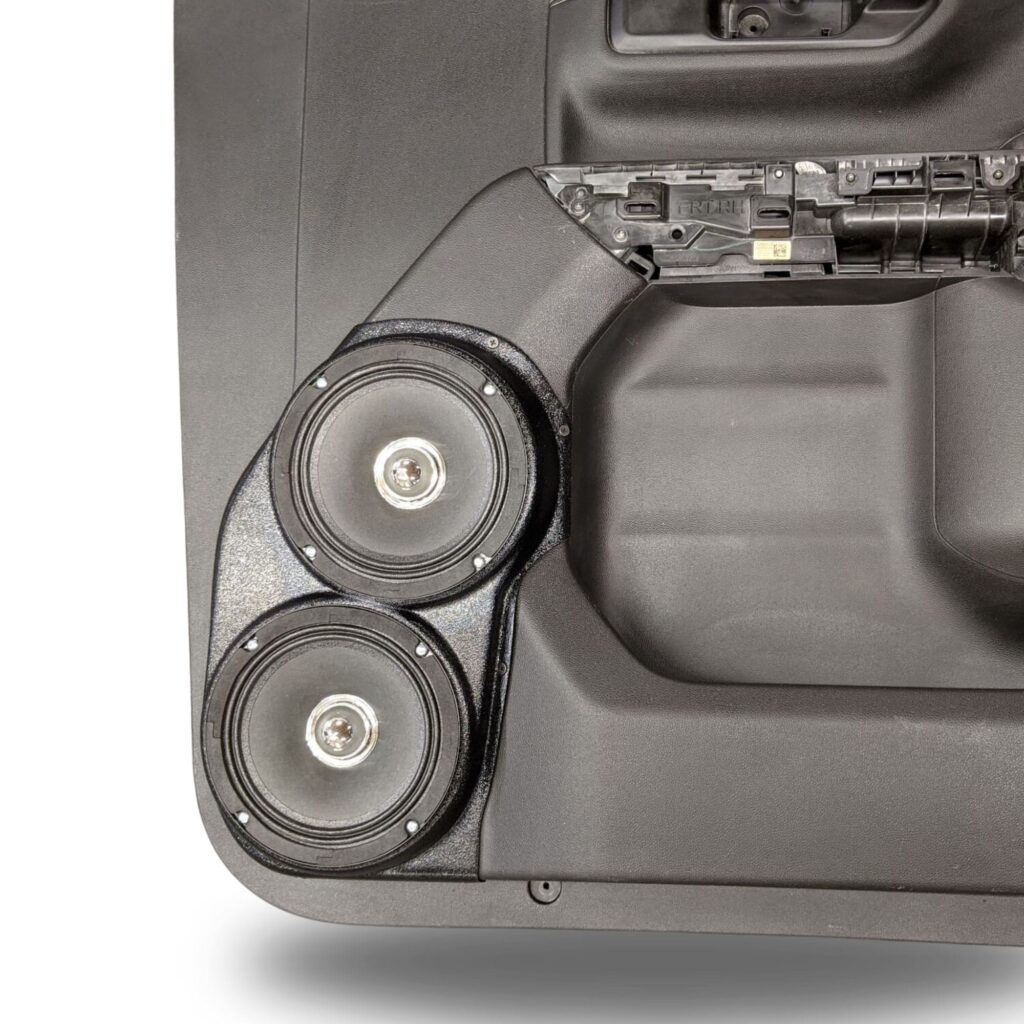 Front Door Custom Speaker Pods for the 2019-2023 Chevrolet Silverado GMC Sierra to hold Dual 6.5 in speakers for car audio installation upgrade