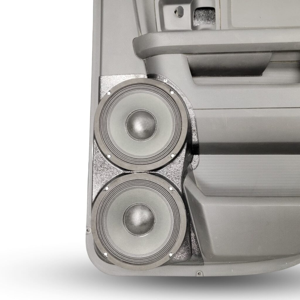 Rear Door Custom Speaker Pods for the 2009-2018 Dodge Ram to hold Dual 8.0 in speakers for car audio installation upgrade