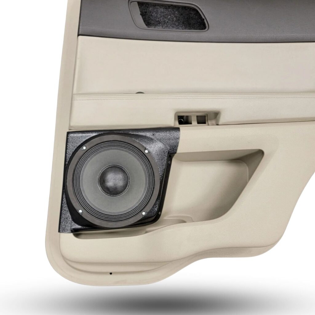 Rear Door Custom Speaker Pods for the 2011-2015 Ford Explorer to hold 8.0 in speakers for car audio installation upgrade