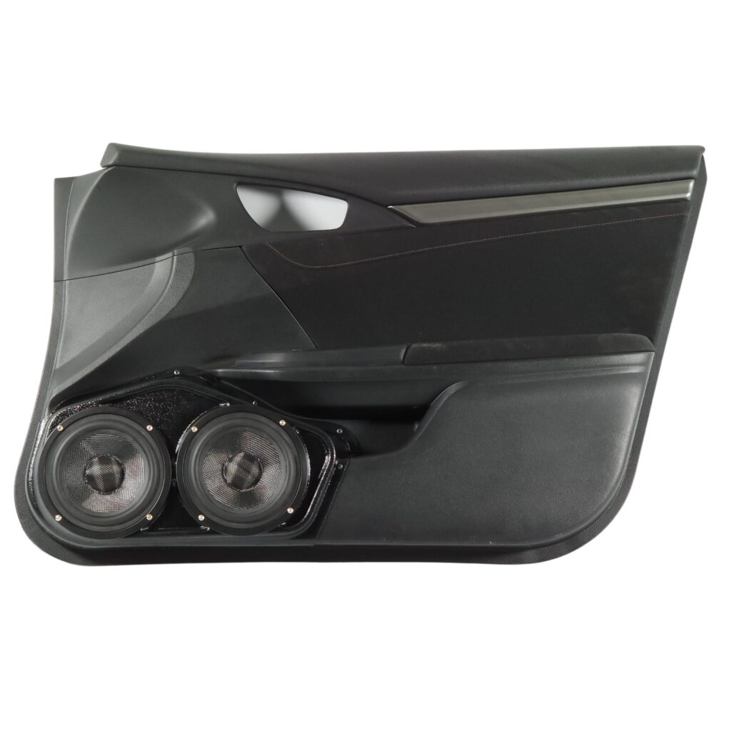 Front Door Custom Speaker Pods for the 2016-2020 Honda Civic to hold Dual 6.5 in speakers for car audio installation upgrade
