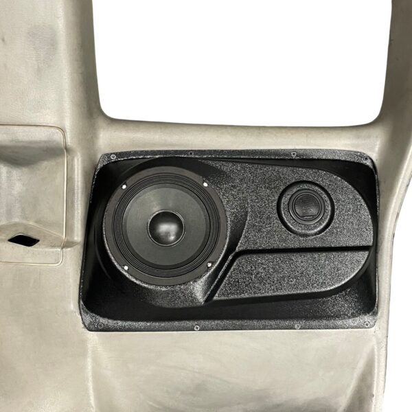 Single 6.5" + single tweeter custom speaker pod compatible for the rear doors of the 00-06 Silverado and Sierra extended cab with manual windows.
