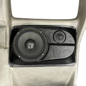 Single 8" + Single tweeter compatible with the rear doors of the 00-06 extended cab Sierra and Silverado with manual windows.
