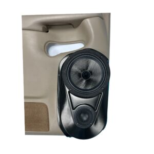 Custom speaker pod for the rear doors of the 2000-2006 GM full size trucks that holds a single 8" and single 3.5" speaker