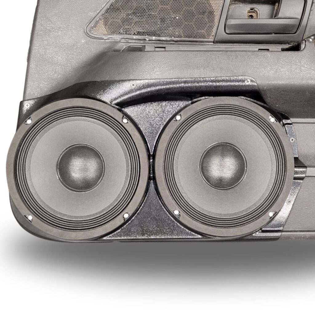 Front Door Custom Speaker Pods for the 2003-2008 Ford CrownVictoria Mercury GrandMarquis Marauder to hold Dual 8.0 in speakers for car audio installation upgrade