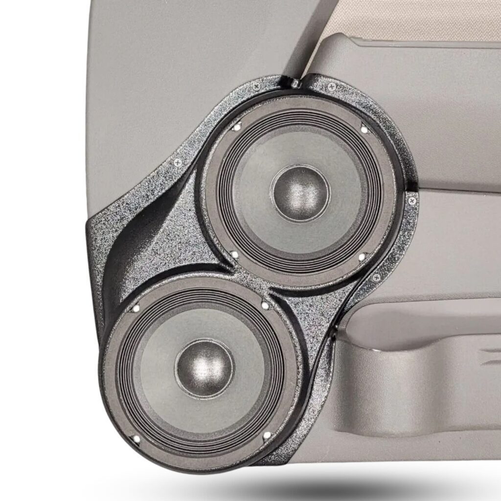 Front Door Custom Speaker Pods for the 2004-2012 Chevrolet Colorado GMC Canyon to hold Dual 6.5 in speakers for car audio installation upgrade