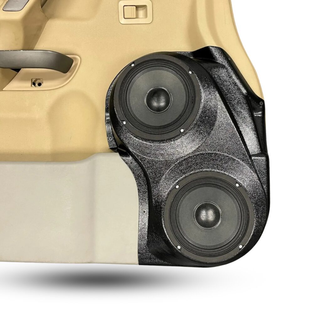 Front Door Custom Speaker Pods for the 2004-2007 Infiniti QX56 Nissan Armada Titan to hold 6.5 in speakers for car audio installation upgrade