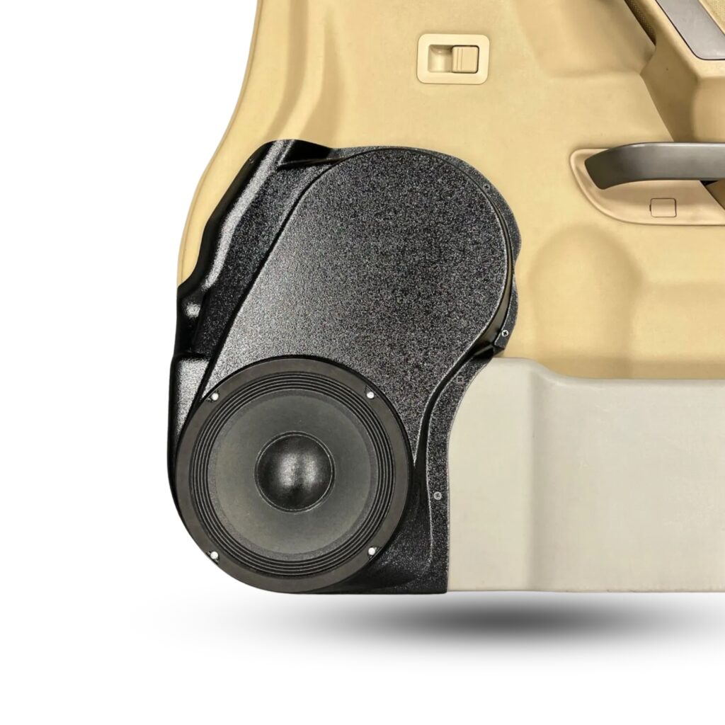 Front Door Custom Speaker Pods for the 2004-2007 Infiniti QX56 Nissan Armada Titan to hold 8.0 in speakers for car audio installation upgrade