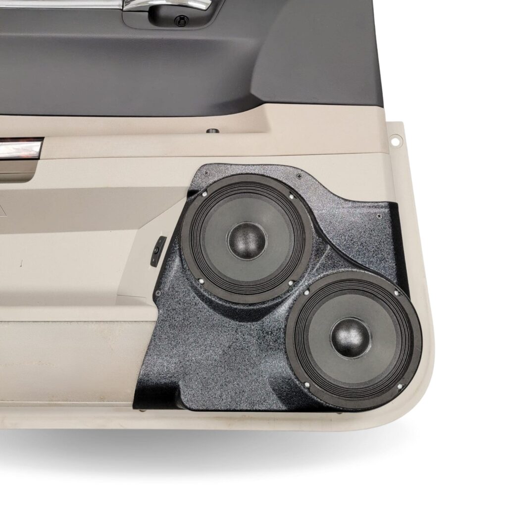 Front Door Custom Speaker Pods for the 2005-2007 Chrysler 300C to hold Dual 6.5 in speakers for car audio installation upgrade