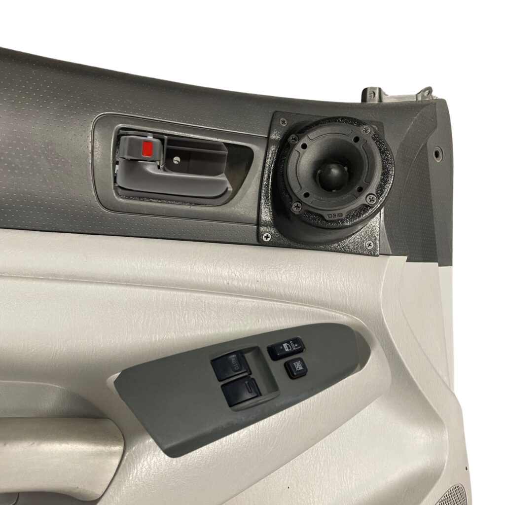 Front Door Custom Speaker Pods for the 2005-2008 Toyota Tacoma to hold 3.5 in speakers for car audio installation upgrade