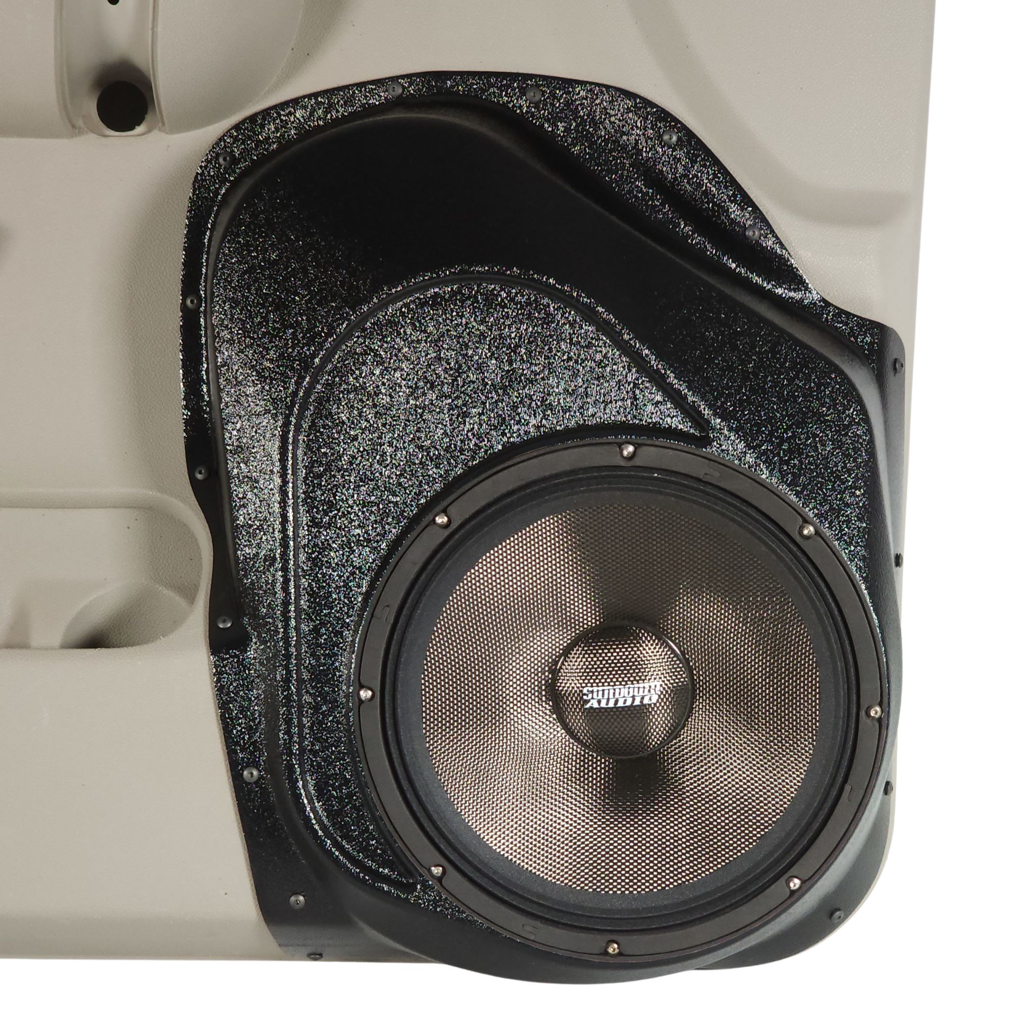 Custom Speaker Pods Single 10" Speaker Pods for 2007-2009 Chevrolet Silverado, GMC Sierra center ortho Speaker Upgrade for the Front Door of your 2007-2009 Chevrolet Silverado, GMC Sierra. Easy installation of a Single 10" Midrange for the most powerful car stereo possible.