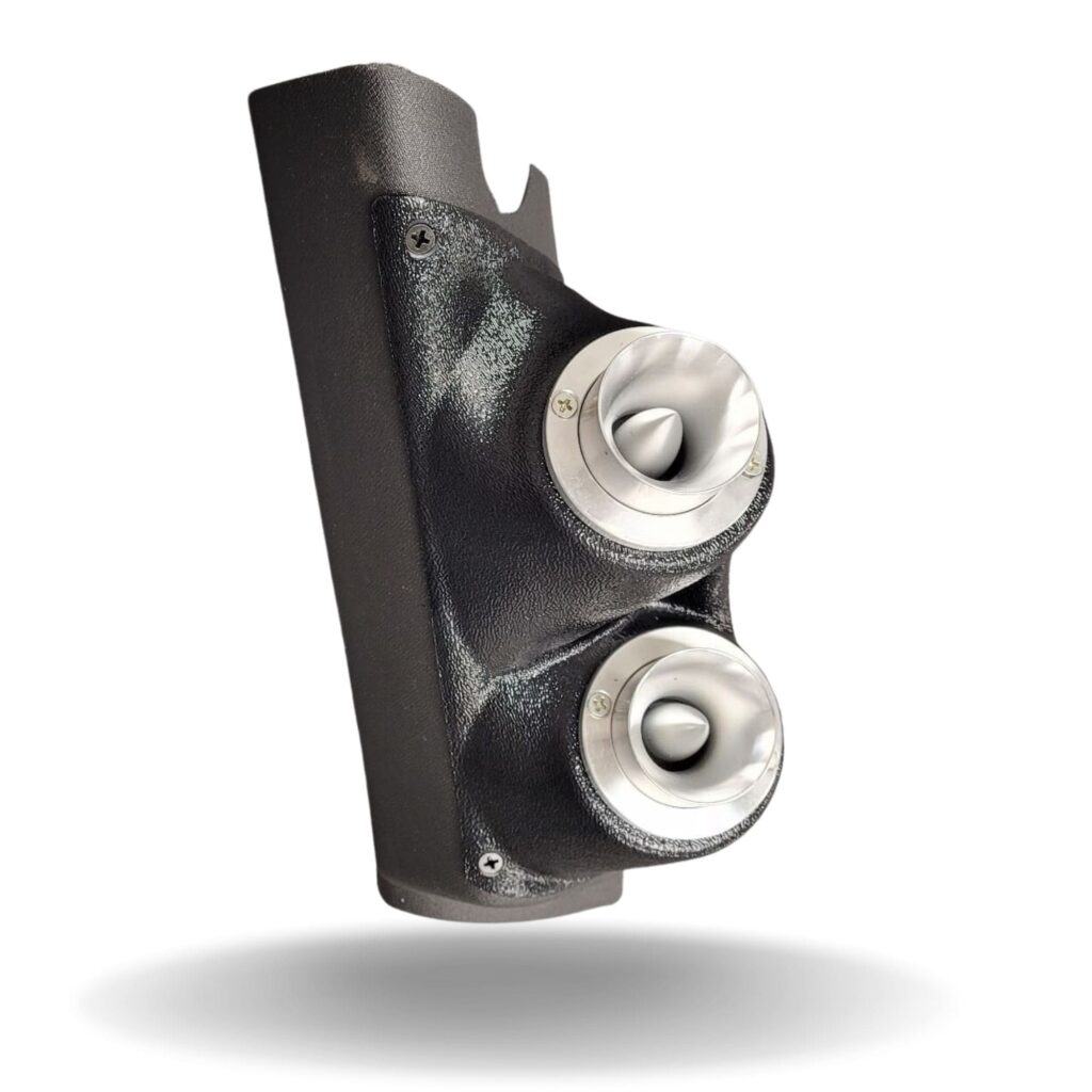 A-Pillar Custom Speaker Pods for the 2007-2010 Jeep Wrangler to hold Dual 2.0 in speakers for car audio installation upgrade