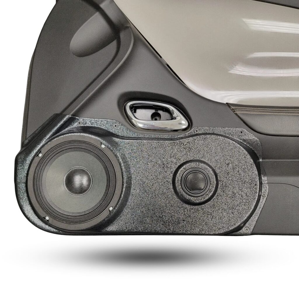Front Door Custom Speaker Pods for the 2010-2015 Chevrolet Camaro to hold 6.5 in and 2.0 in speakers for car audio installation upgrade