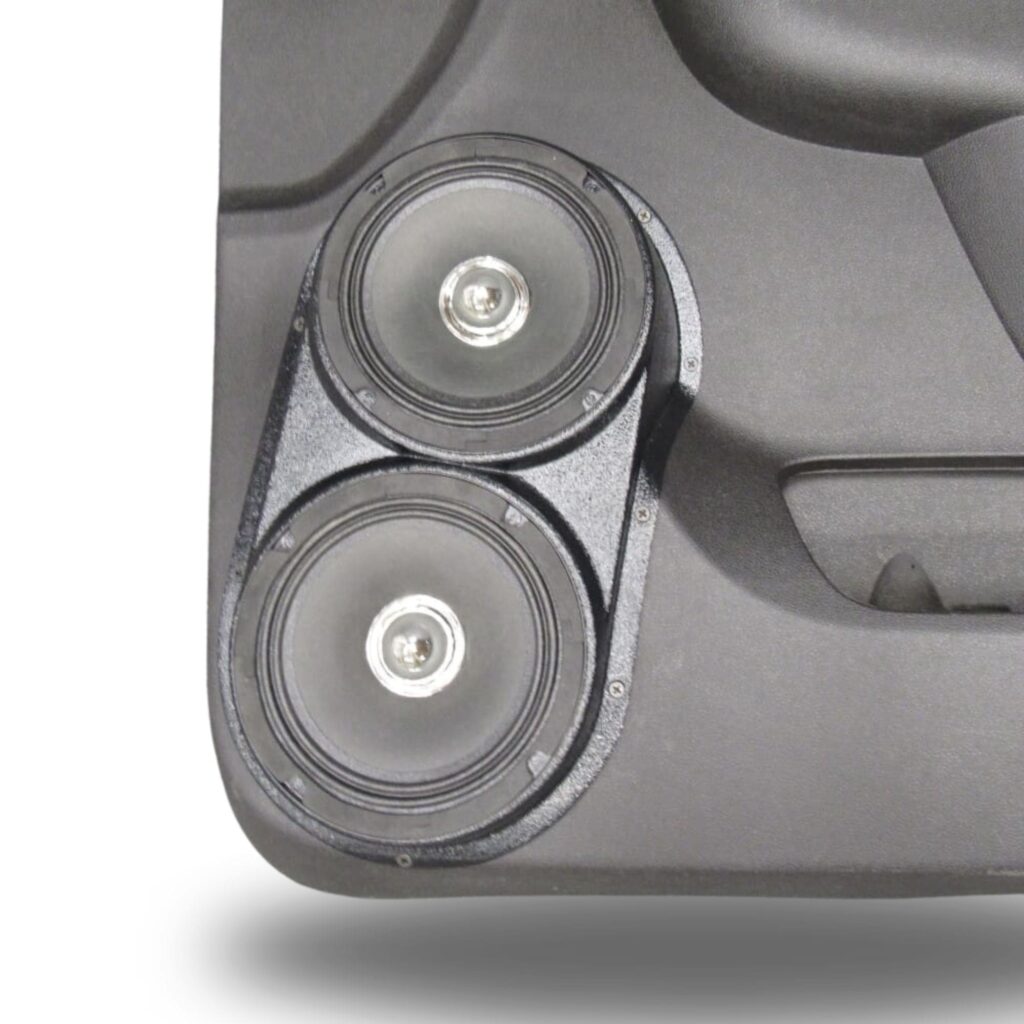 Front Door Custom Speaker Pods for the 2007-2009 Cadillac Escalade Chevrolet Avalanche Tahoe Silverado Suburban GMC Yukon Sierra to hold Dual 6.5 in speakers for car audio installation upgrade