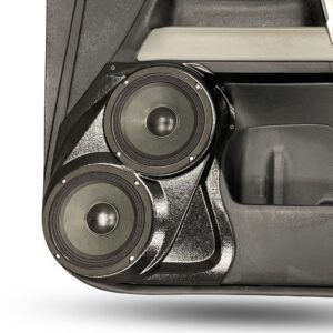 Dual 6.5" custom speaker pods compatible with the front doors of the 2010-2023 Toyota 4Runner