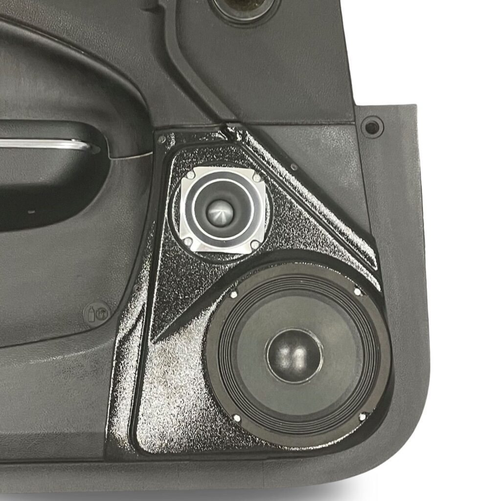Front Door Custom Speaker Pods for the 2011-2023 Chrysler 300C Dodge Charger to hold 6.5 in and 3.5 in speakers for car audio installation upgrade