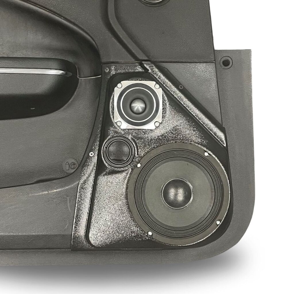 Front Door Custom Speaker Pods for the 2011-2023 Chrysler 300C Dodge Charger to hold 6.5 in and 3.5 in and 2.0 in speakers for car audio installation upgrade