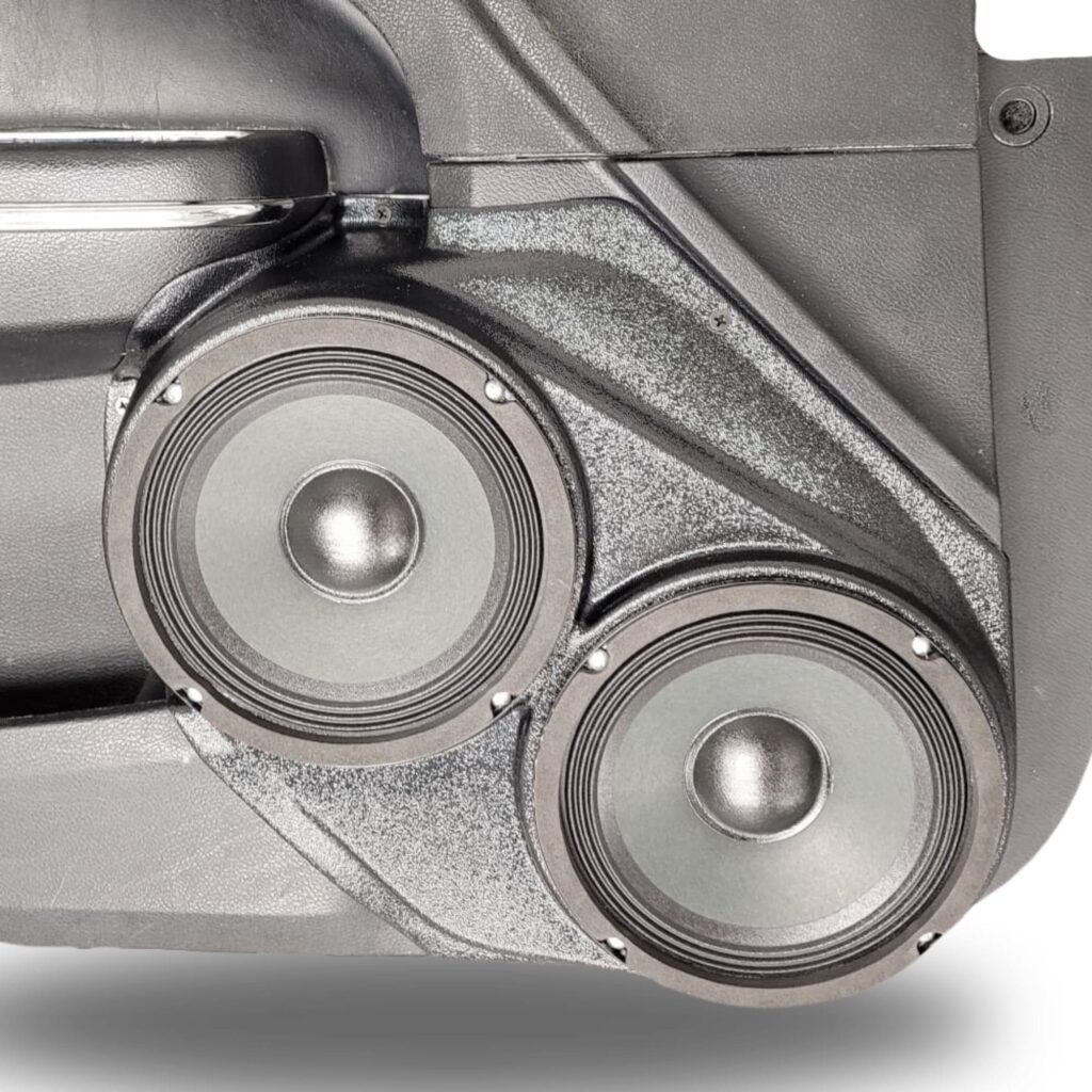 Front Door Custom Speaker Pods for the 2011-2023 Chrysler 300C Dodge Charger to hold Dual 6.5 in speakers for car audio installation upgrade