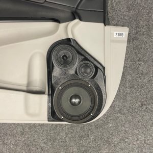 Custom speaker pod compatible with the front doors of the 2012-2017 Toyota Camry that house a single 6.5" + Single 3.5" + Single Tweeter