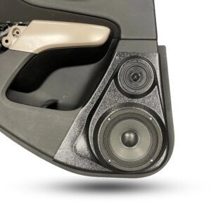 Single 6.50 in + Single 3.50 inch custom speaker pods compatible with the rear doors of the 14-23 Jeep Cherokee
