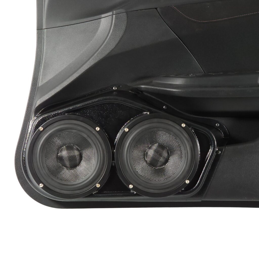 Front Door Custom Speaker Pods for the 2016-2020 Honda Civic to hold Dual 6.5 in speakers for car audio installation upgrade