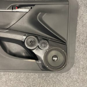 Custom speaker pods for the front doors of the 2018-2024 Toyota Camry that hold a single 6.5", single 3.5" and single tweeter
