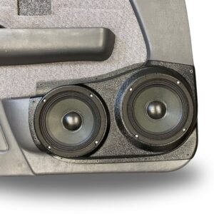 Custom speaker pods compatible with the front doors of the 1996-2000 Toyota Tacoma that hold two 6.5" speakers