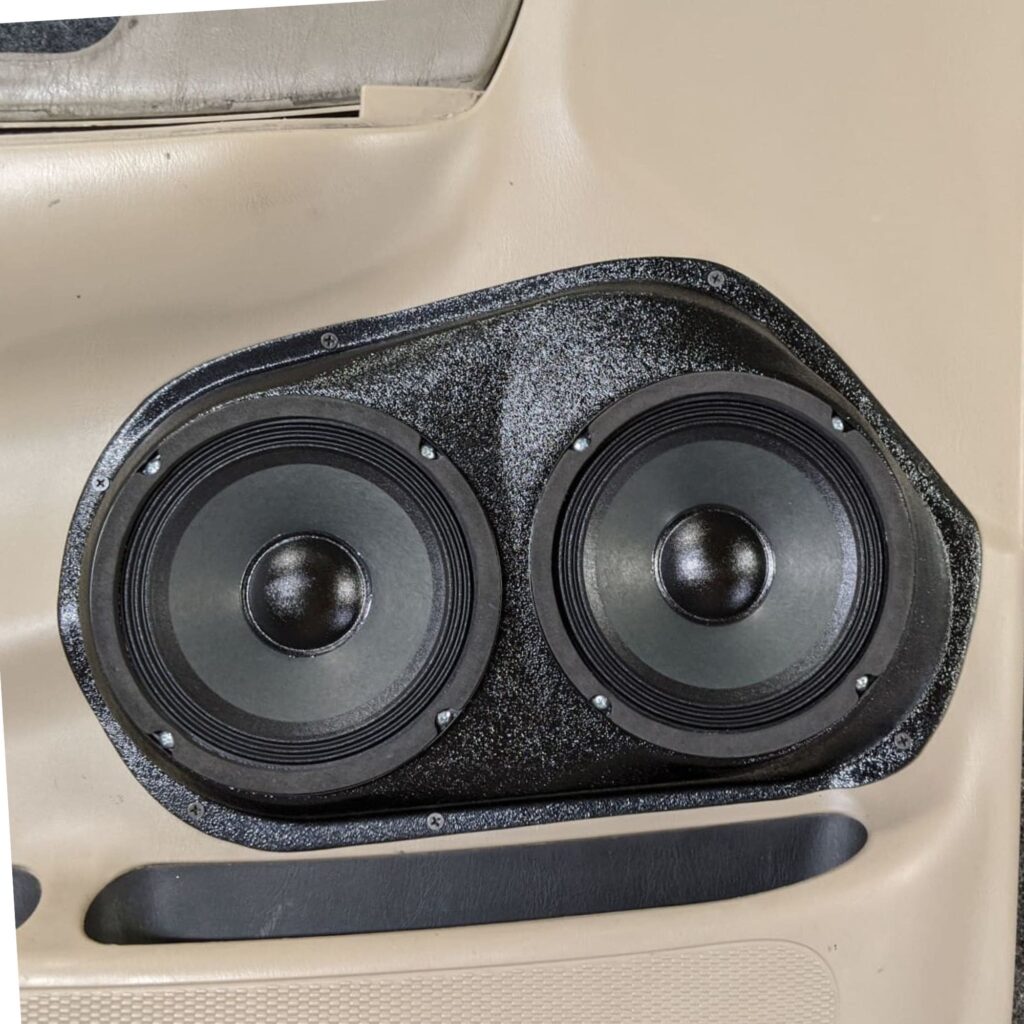 Front Door Custom Speaker Pods for the 1999-2003 Ford F-150 to hold Dual 6.5 in speakers for car audio installation upgrade