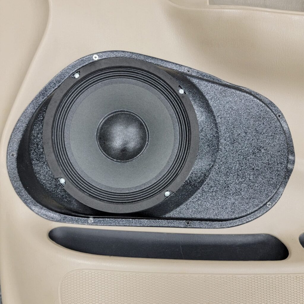 Front Door Custom Speaker Pods for the 1999-2003 Ford F-150 to hold 8.0 in speakers for car audio installation upgrade