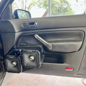 Custom speaker pod for the front doors of the 1999-2004 Volkswagen Jetta that hold two 7" speakers and a single tweeter.