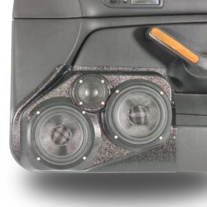 Custom speaker pod for the front doors of the 1999-2004 Volkswagen Jetta that hold two 6.5" speakers and a single 3.5".