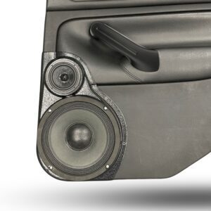Custom speaker pod for the rear doors of the 1999-2004 Volkswagen Jetta that hold a single 8" and a single 3.5".