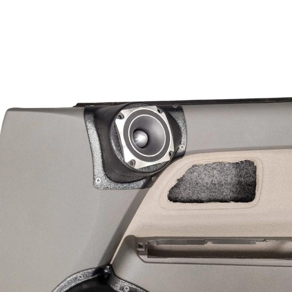 Front Door Custom Speaker Pods for the 2004-2012 Chevrolet Colorado GMC Canyon to hold 3.5 in speakers for car audio installation upgrade
