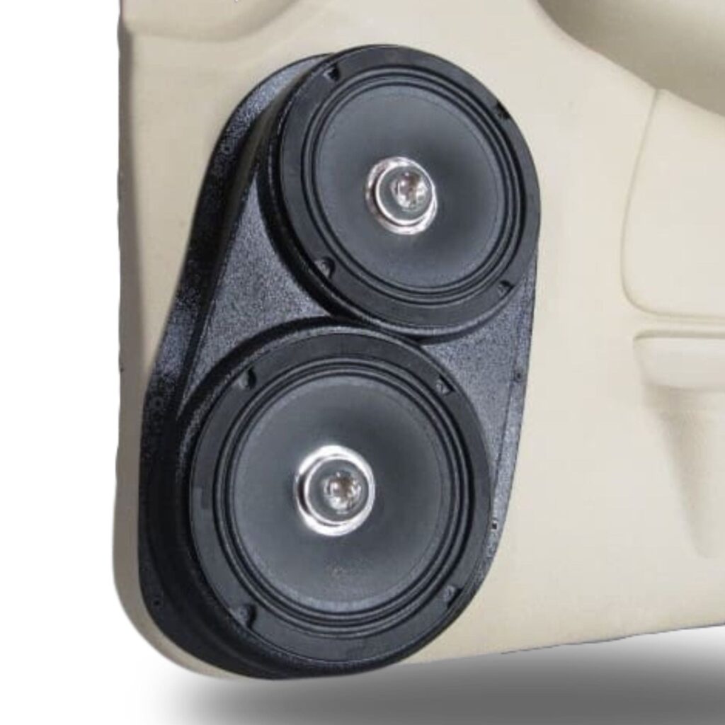 Front Door Custom Speaker Pods for the 2007-2009 Cadillac Escalade Chevrolet Avalanche Tahoe Silverado Suburban GMC Yukon Sierra to hold Dual 6.5 in speakers for car audio installation upgrade