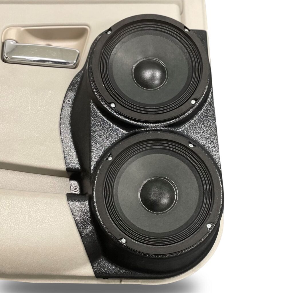 Rear Door Custom Speaker Pods for the 2005-2010 Jeep GrandCherokee to hold Dual 6.5 in speakers for car audio installation upgrade