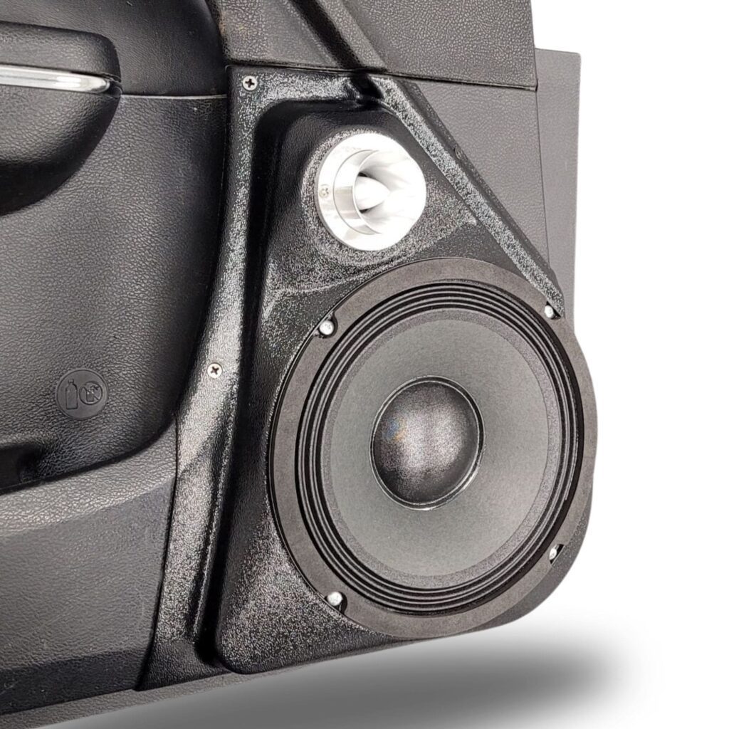 Front Door Custom Speaker Pods for the 2011-2023 Chrysler 300C Dodge Charger to hold 8.0 in and 2.0 in  speakers for car audio installation upgrade
