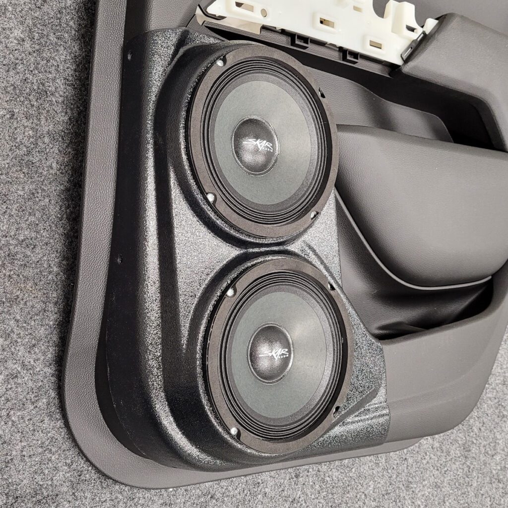 Rear Door Custom Speaker Pods for the 2015-2022 Chevrolet Colorado GMC Canyon to hold Dual 6.5 in speakers for car audio installation upgrade