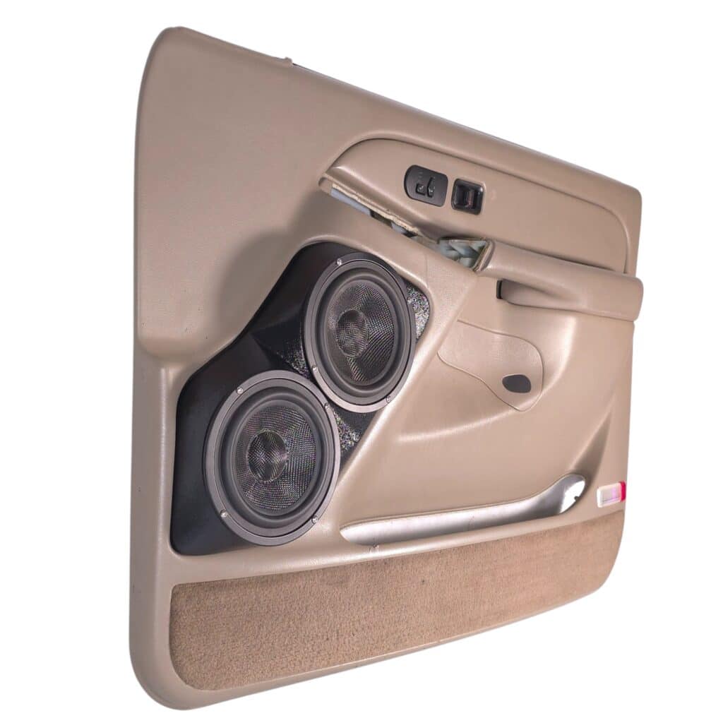 Front Door Custom Speaker Pods for the 2000-2006 Cadillac Escalade Chevrolet Avalanche Silverado Tahoe Suburban GMC Sierra Yukon to hold Dual 6.5 in  speakers for car audio installation upgrade