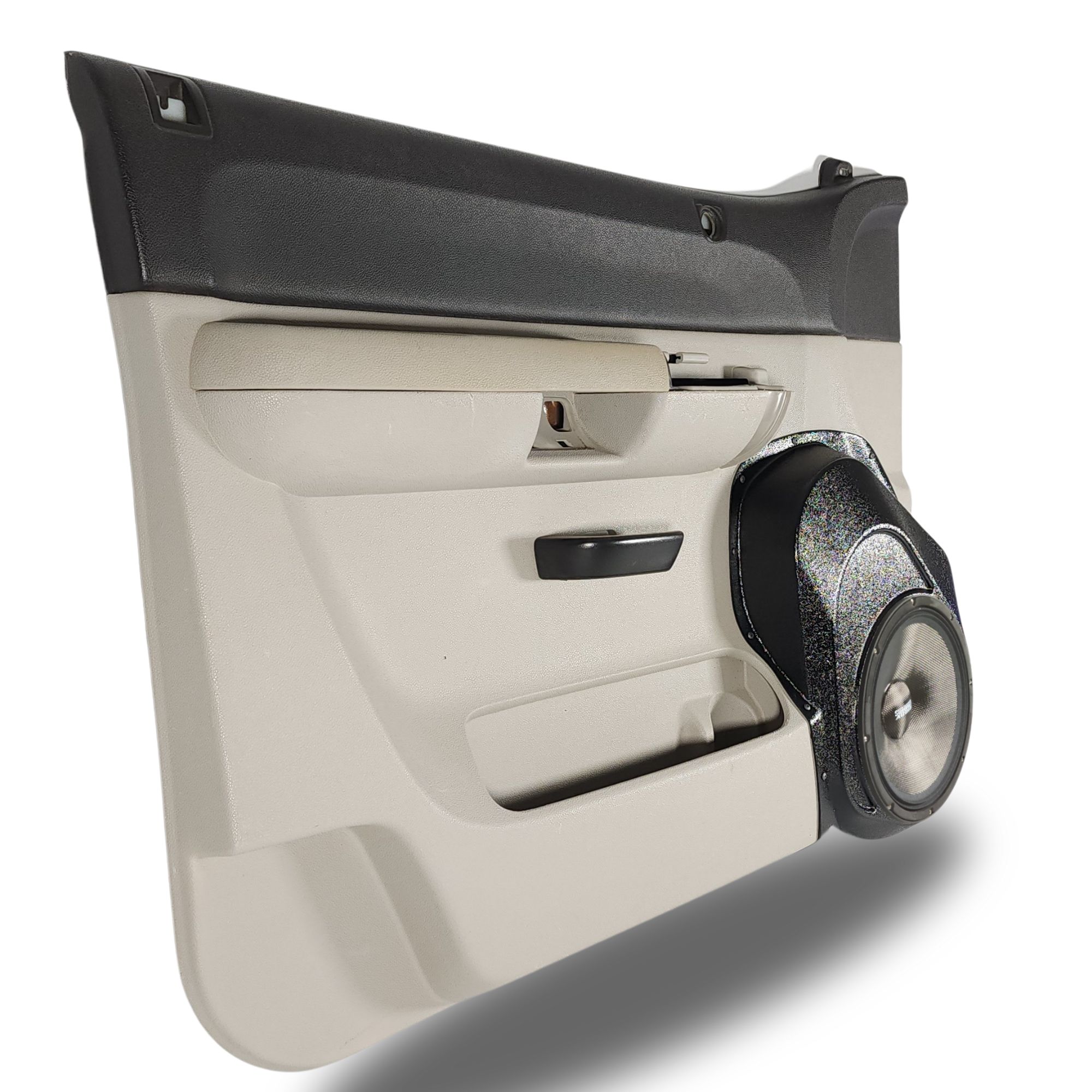 Custom Speaker Pods Single 10" Speaker Pods for 2007-2009 Chevrolet Silverado, GMC Sierra left full Speaker Upgrade for the Front Door of your 2007-2009 Chevrolet Silverado, GMC Sierra. Easy installation of a Single 10" Midrange for the most powerful car stereo possible.