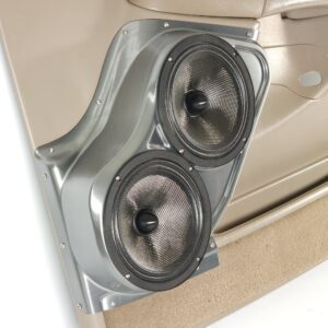 Dual 8 inch speaker pod compatible for the front doors of the 2000-2006 GM full size truck