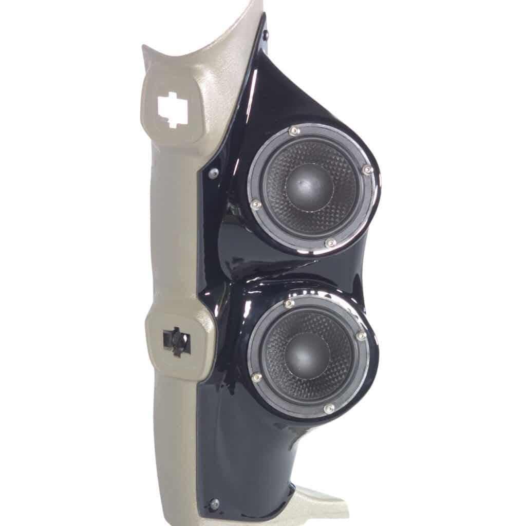 A-Pillar Custom Speaker Pods for the 2003-2007 Hummer H2 to hold Dual 3.5 in speakers for car audio installation upgrade