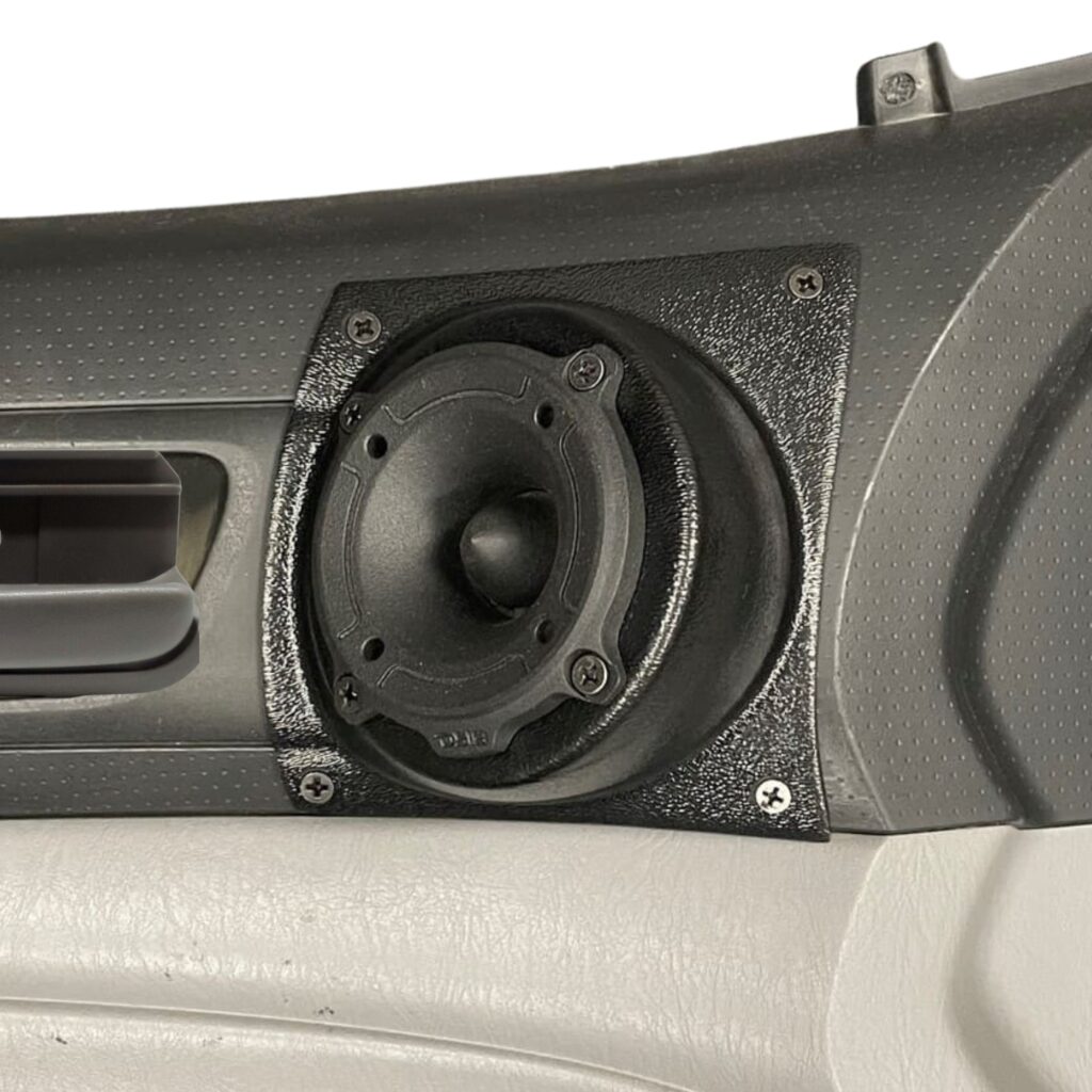 Front Door Custom Speaker Pods for the 2005-2008 Toyota Tacoma to hold 3.5 in speakers for car audio installation upgrade