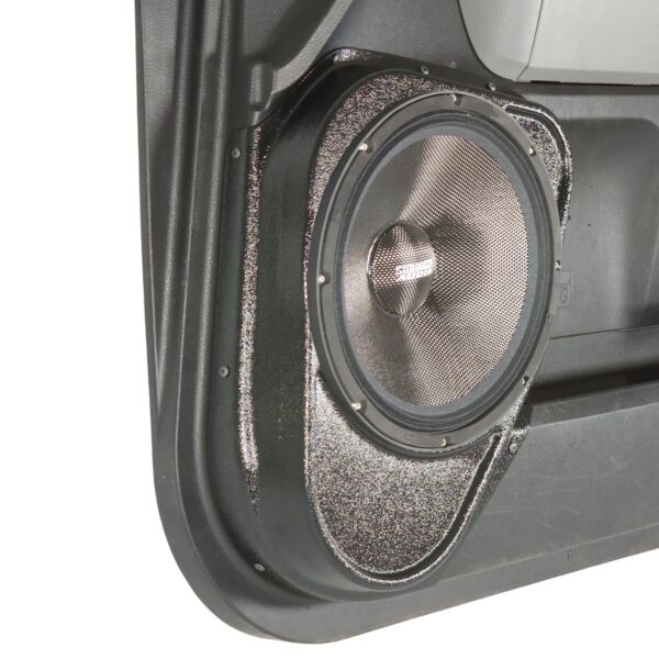 left ortho Speaker Upgrade for the Front Door of your 2007-2013 Toyota Tundra. Easy installation of a Single 10" Midrange for the most powerful car stereo possible.