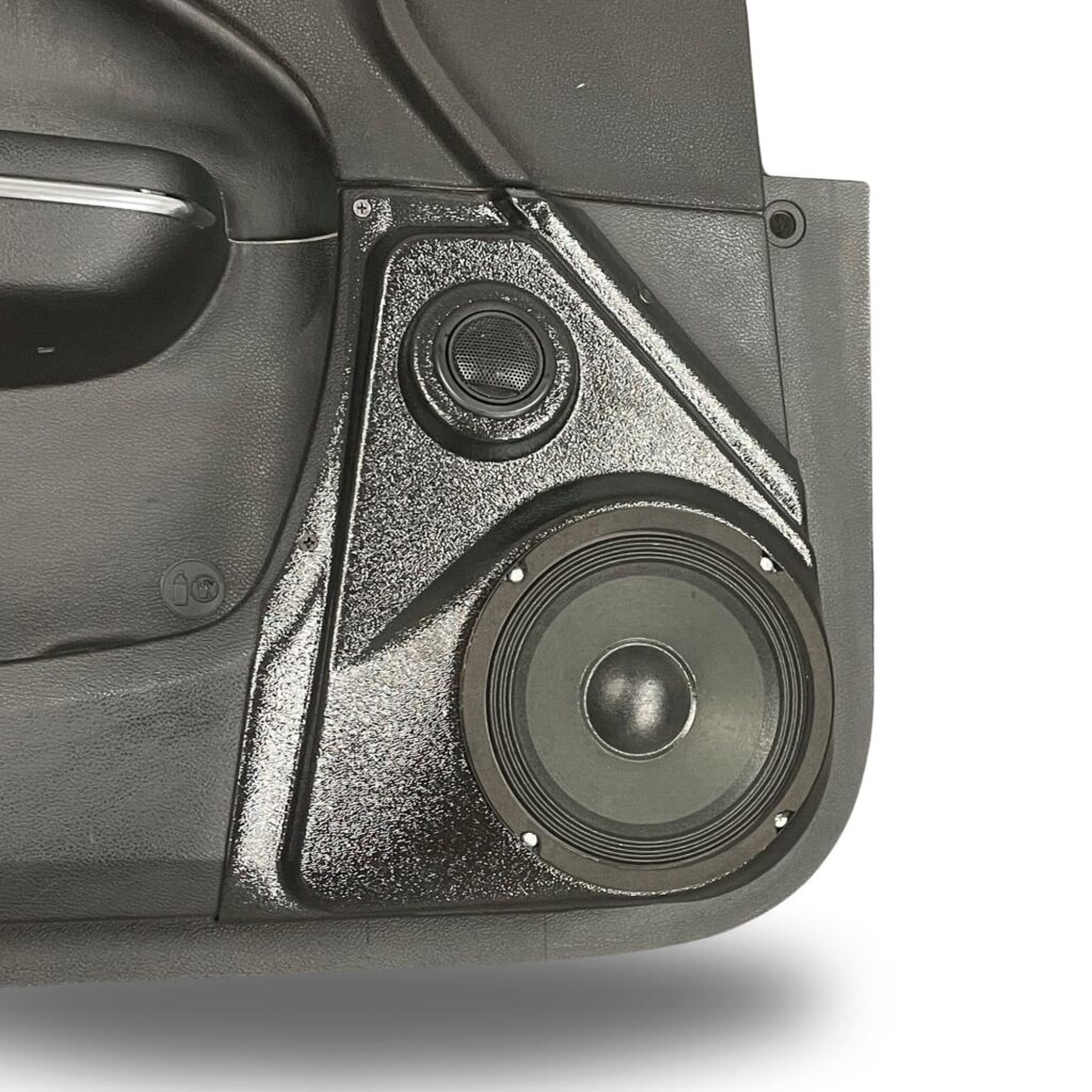 Front Door Custom Speaker Pods for the 2011-2023 Chrysler 300C Dodge Charger to hold 6.5 in and 2.0 in speakers for car audio installation upgrade