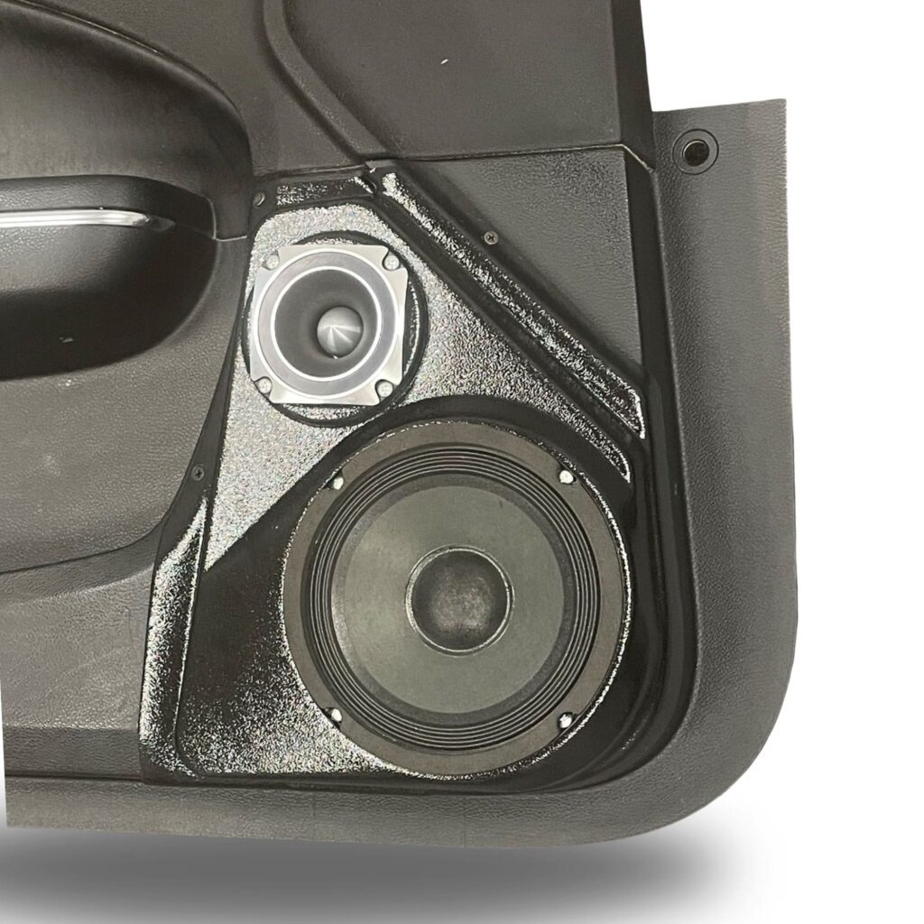 Front Door Custom Speaker Pods for the 2011-2023 Chrysler 300C Dodge Charger to hold 6.5 in and 3.5 in speakers for car audio installation upgrade